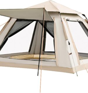 Instant Tent, Pop Up Tent, Camping Tent for 4 Person, 2 Mesh Windows & 2 Doors, Easy Set Up Tent with Vestibule & Rainfly