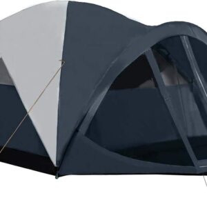6 Person Dome Tent w/ Removable Rain Fly and Screen Room, Water Resistant - Navy/Gray