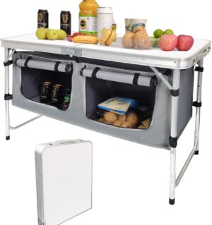 Camping Folding Aluminum Table with Adjustable Legs for Outdoor Travel Beach, Backyards, BBQ, Party and Picnic Foldable Table