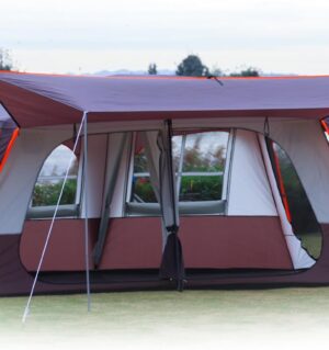 Extra Large Tent 12 Person,Awning Family Cabin Tents,2 Rooms,3 Doors and 3 Windows with Mesh,Straight Wall,Waterproof,Double Layer,Big Tent for Outdoor,Picnic,Camping,Family Gathering