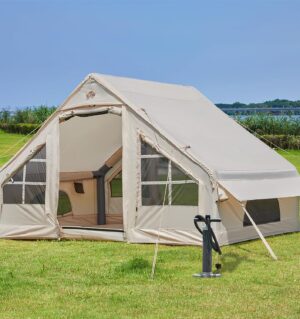 Inflatable Tent with Pump, 2-4-6 Person Instant Glamping Camping Tents House, Easy Setup Blow Up Family Tents for 4 Seasons Waterproof Inflatable Tent for Camping with Mesh Windows.