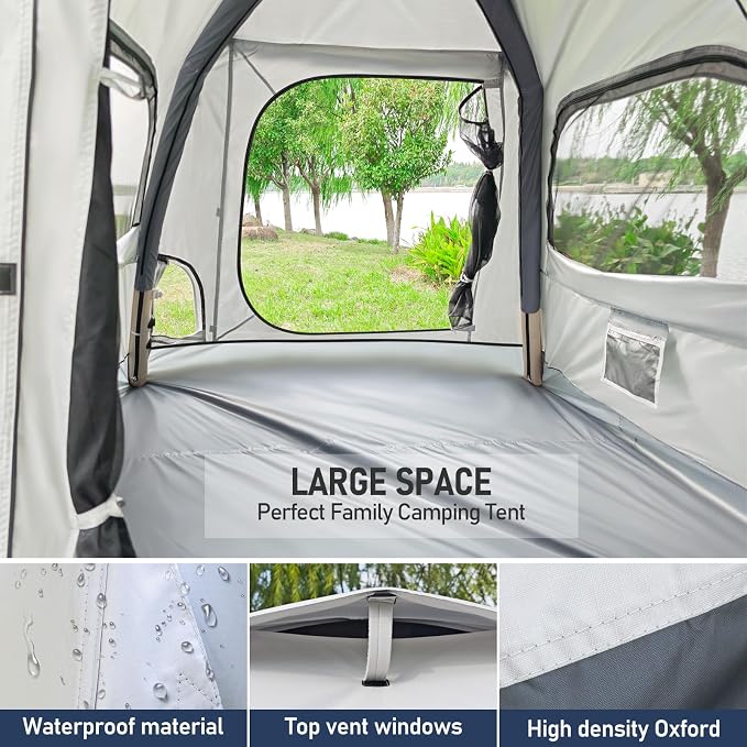 Easy Set up Inflatable Camping Tent 3-4 Person Glamping Outdoor Air Blow Up Tents, Waterproof Inflatable House Tent for Adults - Image 2
