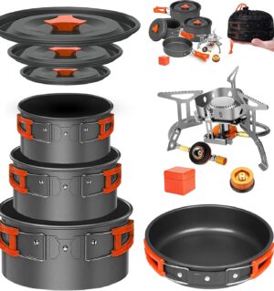 Backpacking Cooking Set - Compact Camping Cookware Mess Kit, All in one Camping Cooking Set, Non-Stick Camping Cookware Kit, Hiking, Picnic, Outdoor & Camping Cookware Set