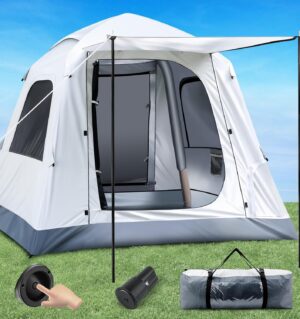 Easy Set up Inflatable Camping Tent 3-4 Person Glamping Outdoor Air Blow Up Tents, Waterproof Inflatable House Tent for Adults