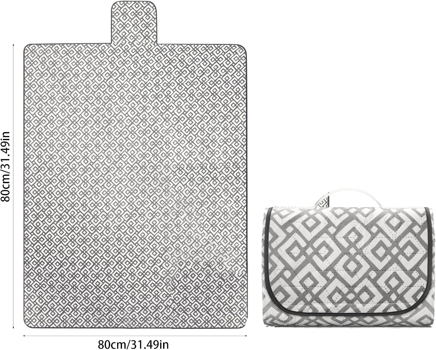 Picnic Blankets, Waterproof Picnic Blanket Portable with Carry Strap, 80"×80" Extra Large Picnic Blanket, Foldable Outdoor Camping Blanket Checkered Picnic Mat for Camping Park Beach Grass - Image 2