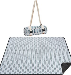 Picnic Blankets Washable | Beach Mat Sand Free Waterproof | Camping Blankets | Emergency Blankets | Picnic Baskets Accessories with Waterproof Backing and Shoulder Strap -